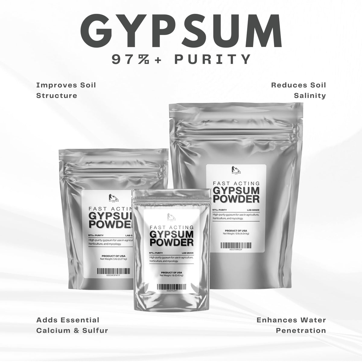 Olympus Myco gypsum powder dusting the soil for improved airflow and root health.