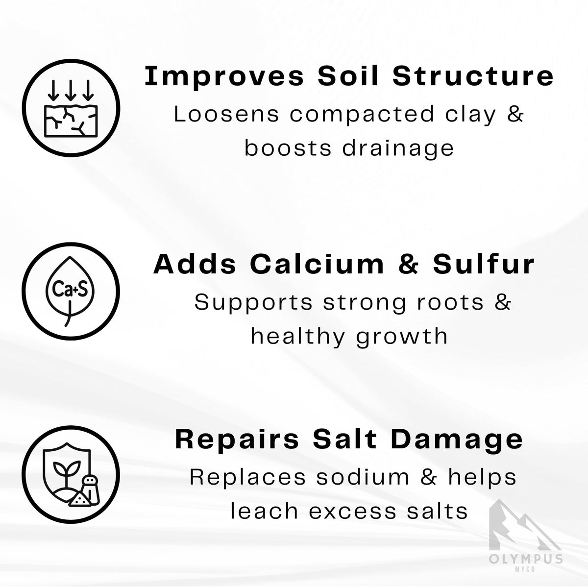 Olympus Myco gypsum powder applied on lawn to support even moisture
