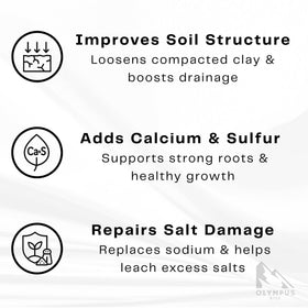Olympus Myco gypsum powder applied on lawn to support even moisture