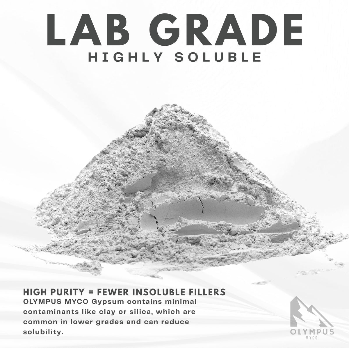 Olympus Myco gypsum powder texture highlighting granules designed to improve soil