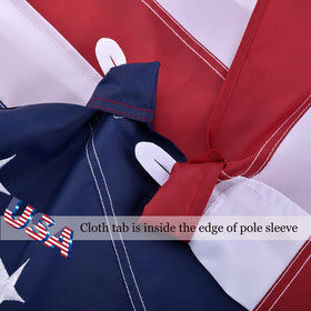 OLYNIK American Flag with embroidered stars enhances outdoor display.