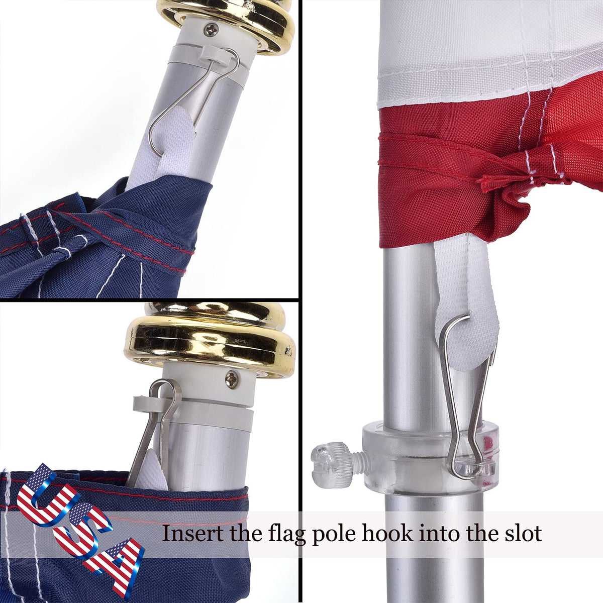 OLYNIK American Flag stitched stripes reinforce durability on windy days.
