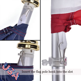 OLYNIK American Flag stitched stripes reinforce durability on windy days.
