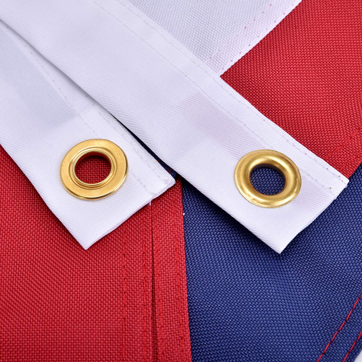 OLYNIK stitched stripes flag features lock stitching to resist fraying