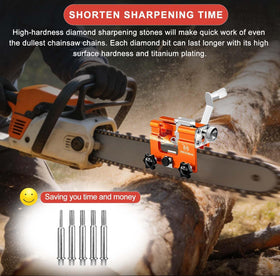 OMCCHK sharpener in action shows quick, precise angle control on chains