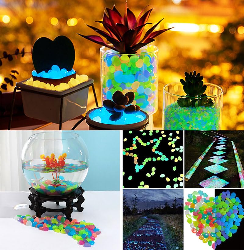 OMCleaner Glow Stones plant pot decor with sun charged glow