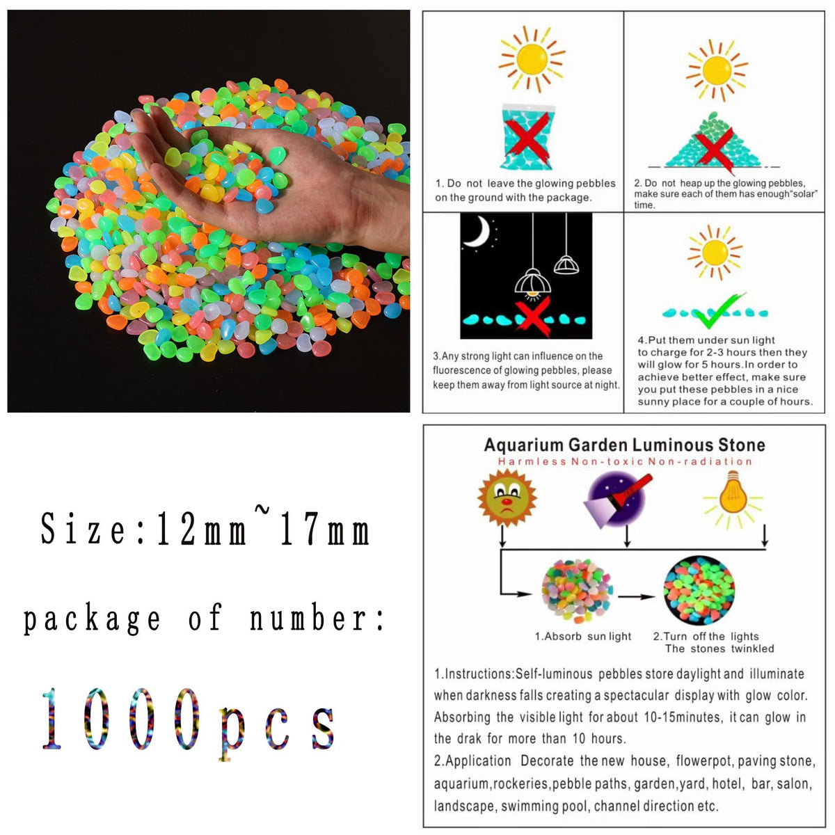 OMCleaner Glow Stones pure white pebbles for soft night illumination