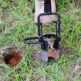 Omesata dual-pedal design enables standing digging and soil release.