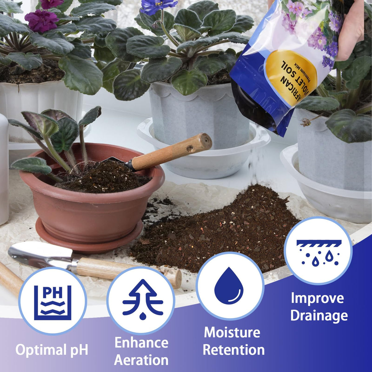 Omitgoter mix shows drainage and moisture balance supporting roots.