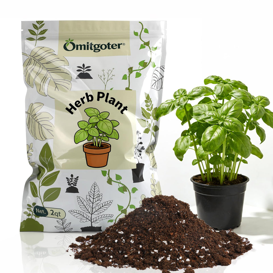 Omitgoter Organic Potting Soil 1qt bag enhances indoor plant growth with balanced nutrients