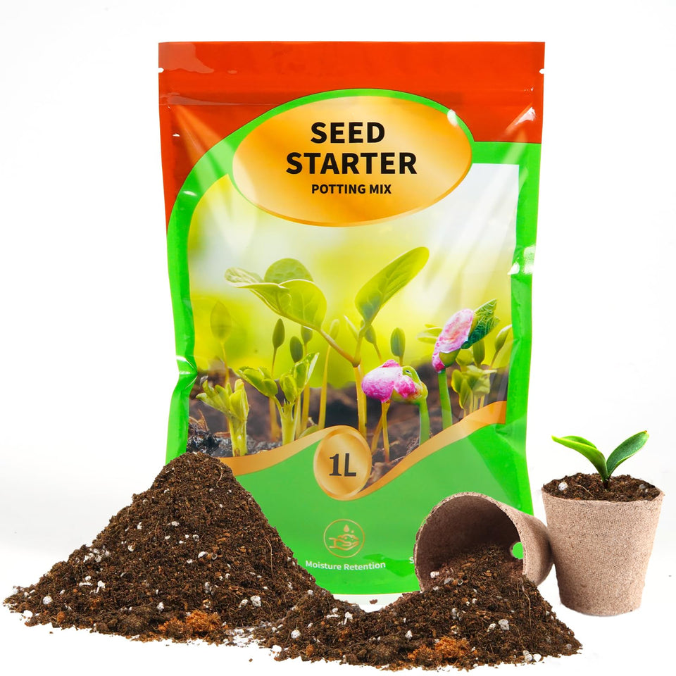 Omitgoter seed starting soil mix 1qt bag closeup shows rich, crumbly texture for strong sprouts.