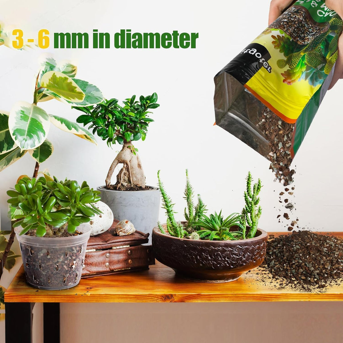 Omitgoter succulent soil mix 1qt ingredients closeup — rich blend for healthy roots