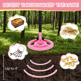 OMMO Kids Metal Detector features a 6-inch search coil for reliable ground checks.