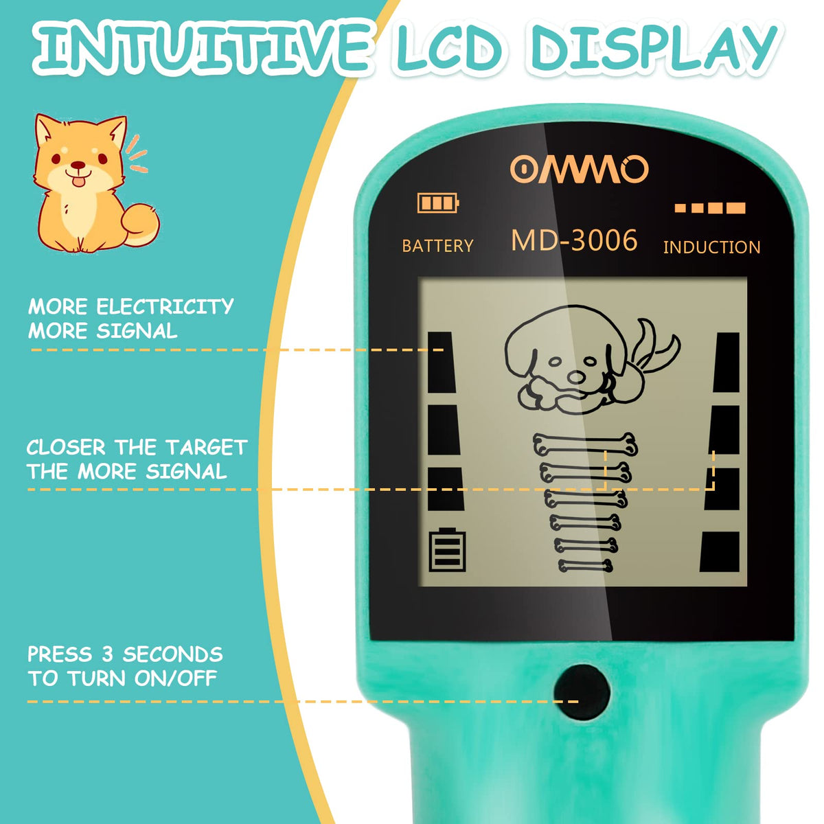 OMMO metal detector with 6-inch-search-coil for deeper kid-friendly scanning