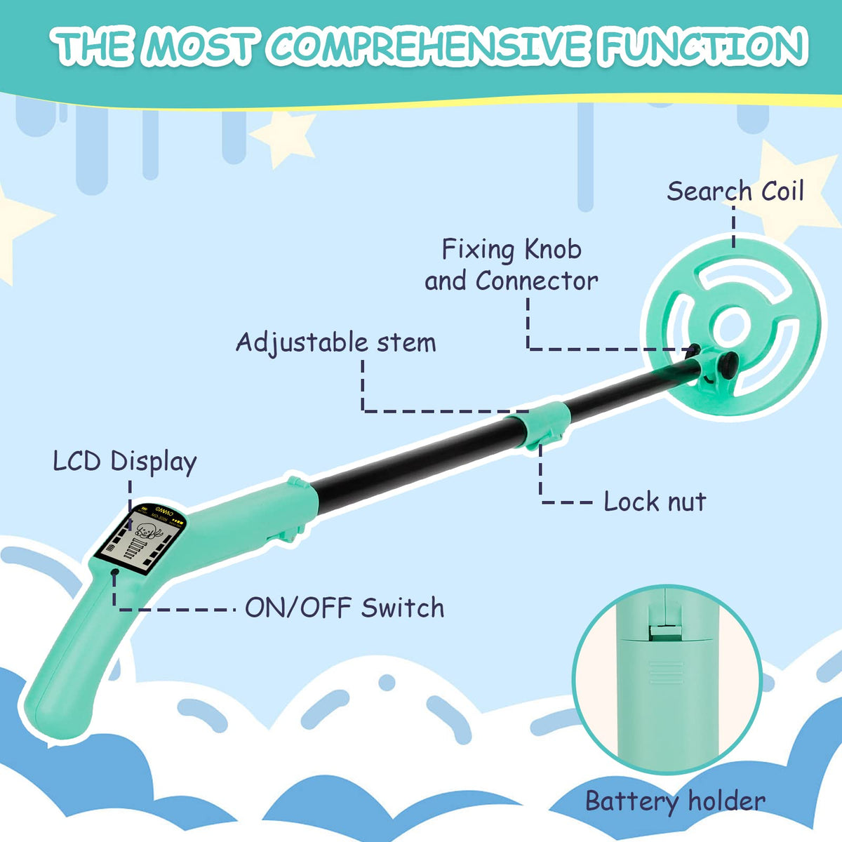 OMMO complete accessories pack: battery, shovel, rake for instant play