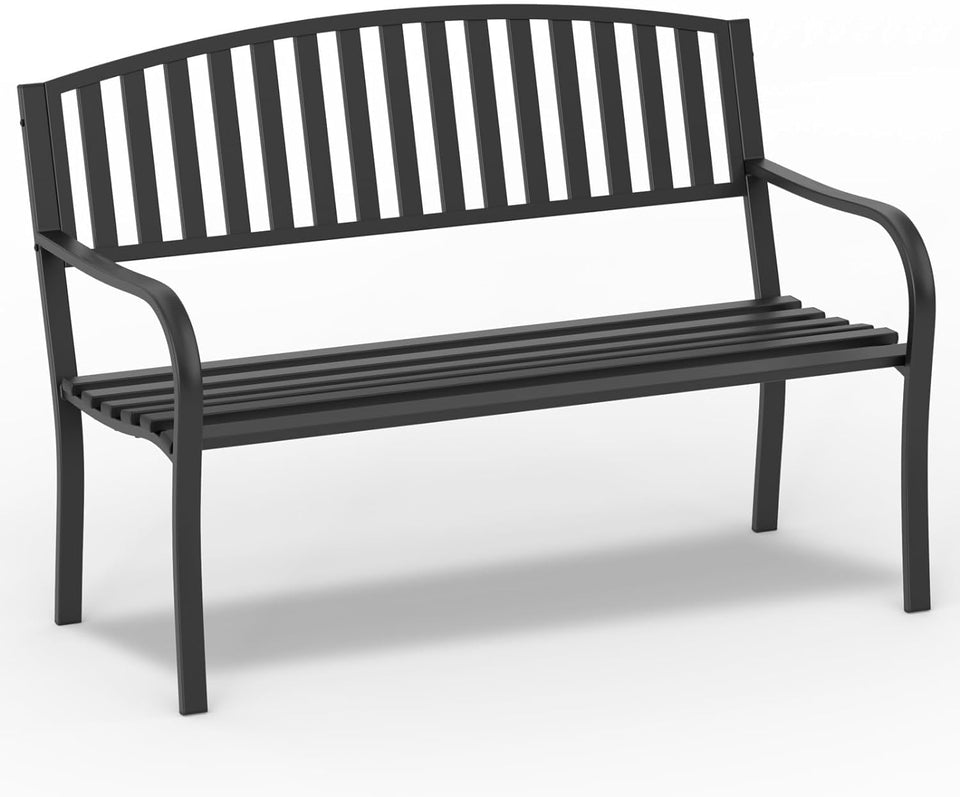 On Shine 50'' outdoor bench with cast iron frame for durable seating