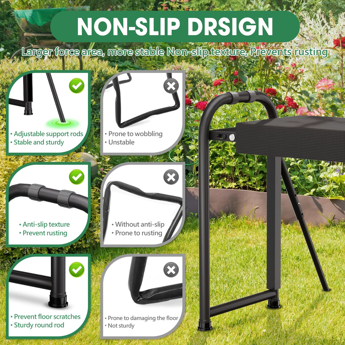 Onadak kneeler folding mechanism for easy storage