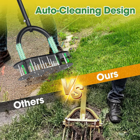 Onadak lawn aerator footplate supports full body weight for control