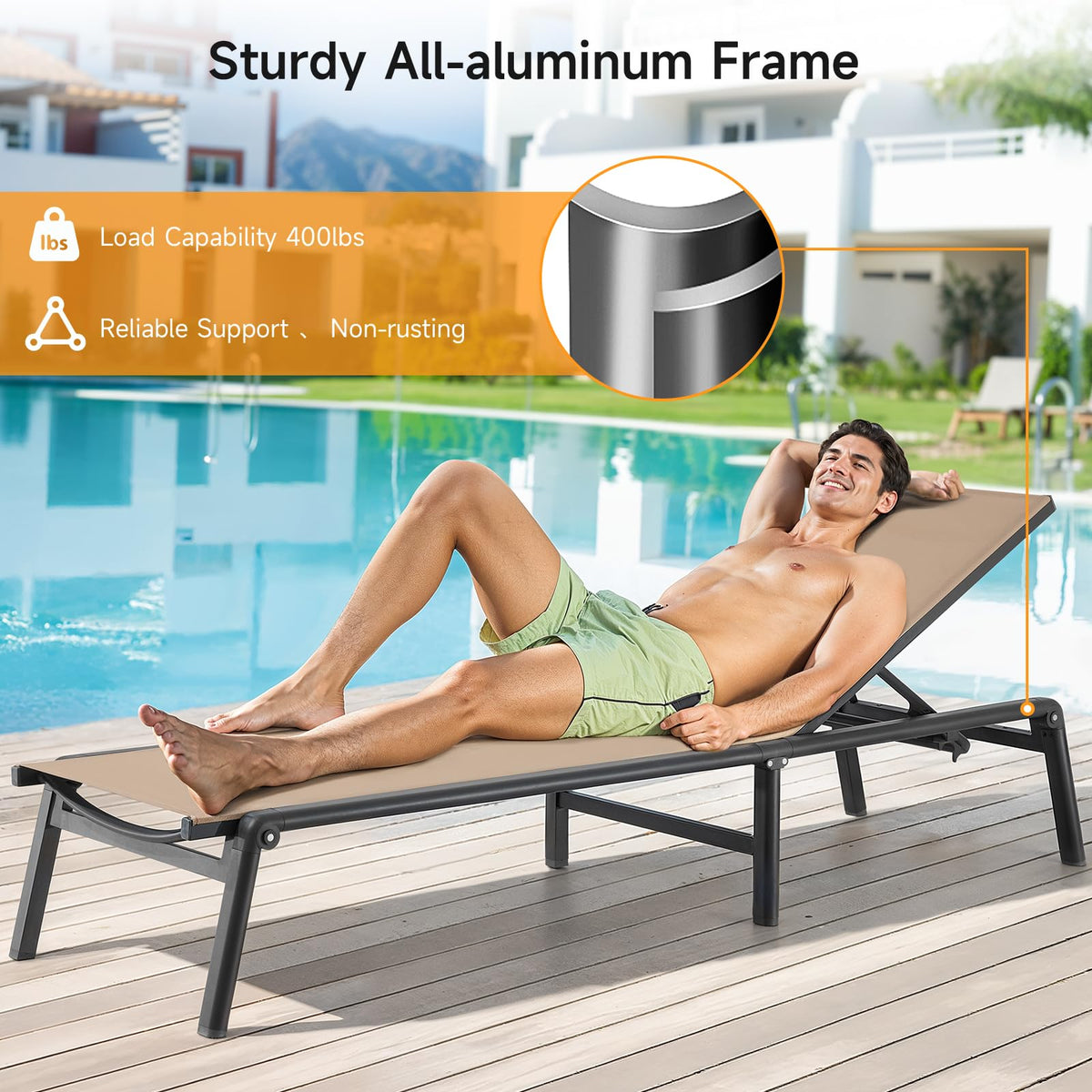 ONBRILL Textilene fabric backrest dries quickly for outdoor comfort