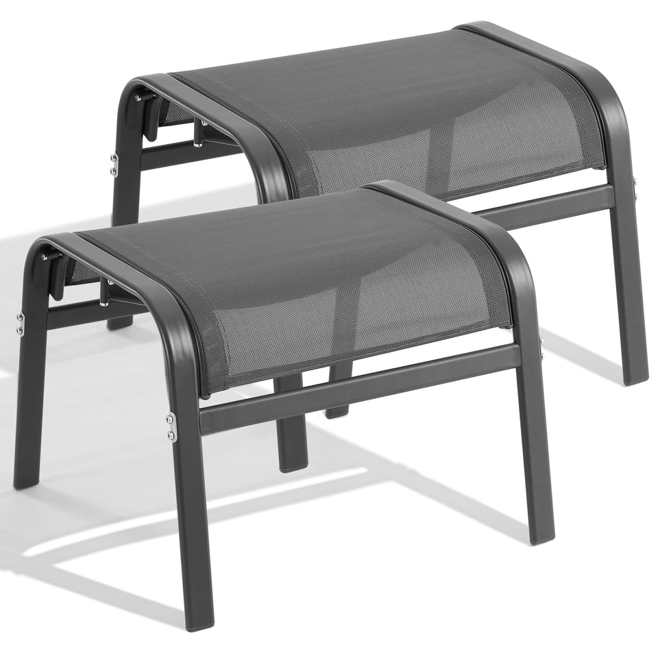 ONBRILL outdoor ottoman set of 2 grey provides a stable foot surface for lounging.