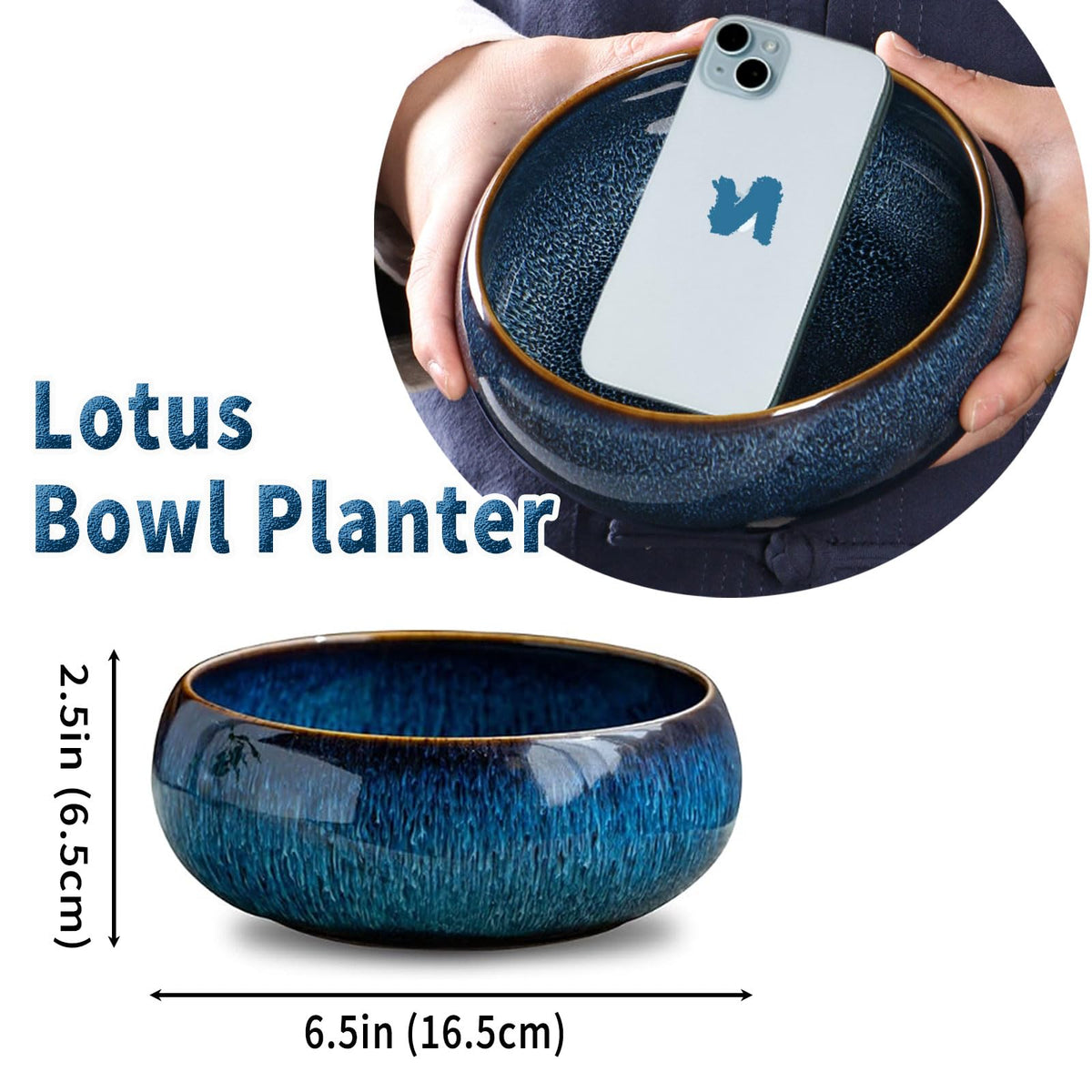 Oncpcare Lotus Bowl Planter wide-hydroponic-design for succulent gardens and hydro setups