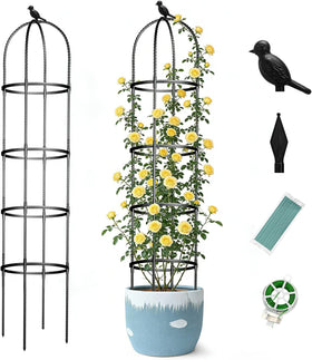 ONEANU Obelisk Trellis, 6ft tall for sturdy garden plant support.