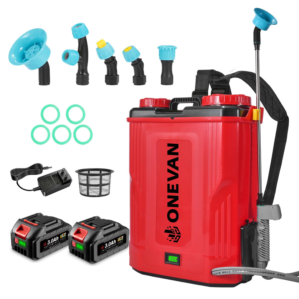 ONEVAN backpack sprayer with a 5.3-gallon tank for extended tasks