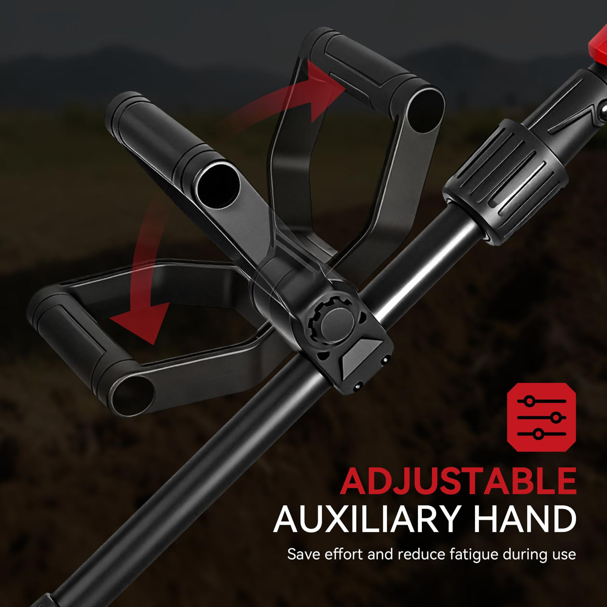 ONEVAN ergonomic auxiliary handle reduces fatigue during operation.