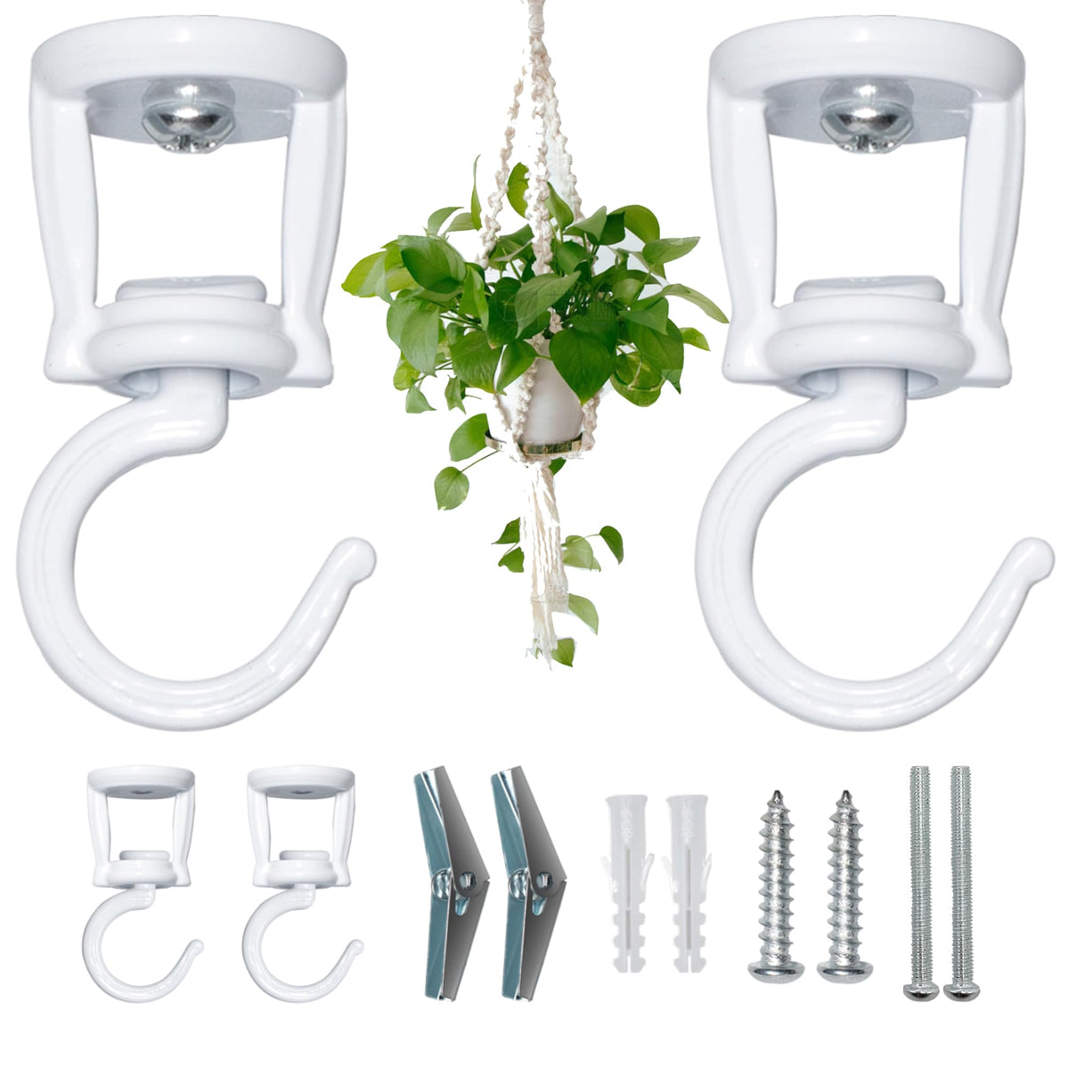 ONIKK ceiling hook with 360-degree rotation for even sun exposure on plants.
