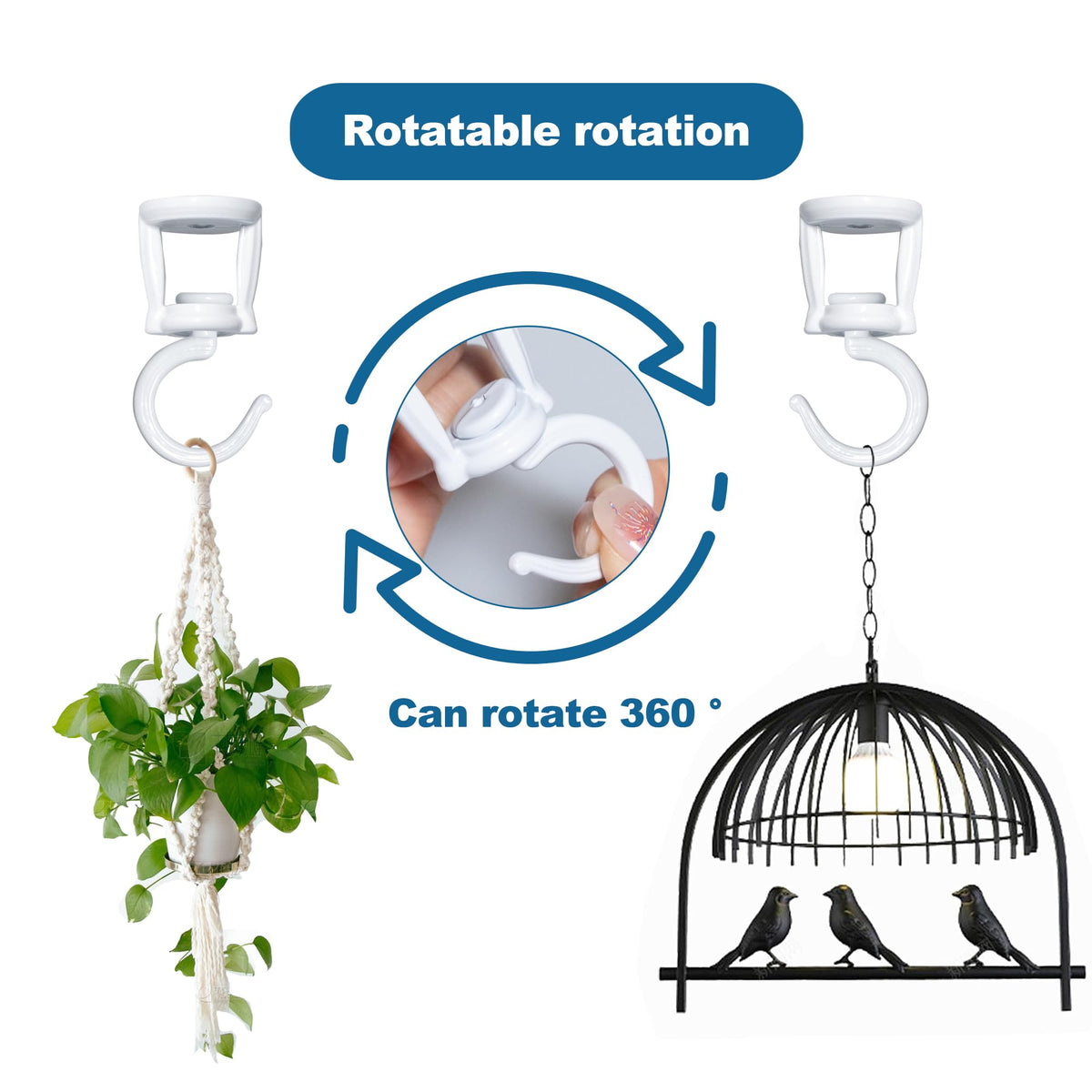 ONIKK heavy-duty ceiling hook securely screws into wood for a sturdy display.