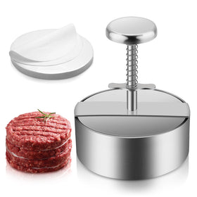 Onionfier hamburger press top view for consistent round patties