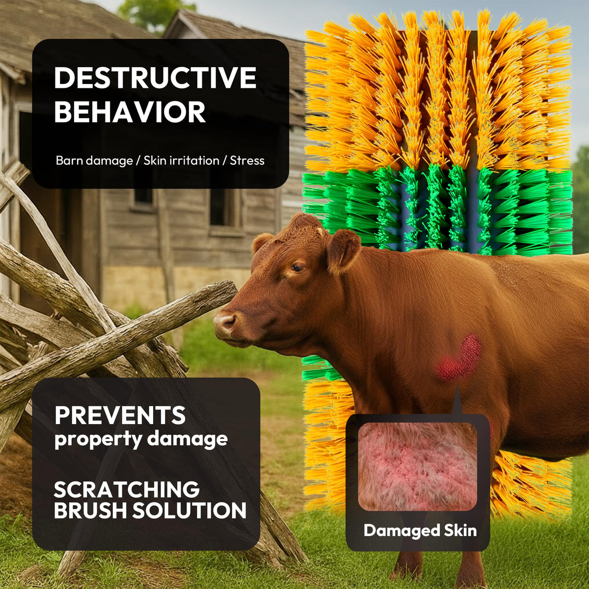 ONIZOOMI scratch post protecting fence posts from wear.