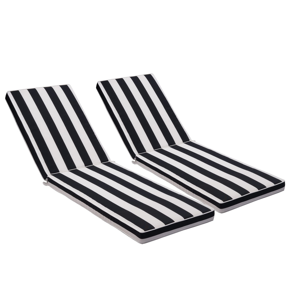 Only Choice front view outdoor cushions in black and white stripes offering stylish patio comfort.