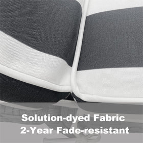 Only Choice black and white striped cushions create a modern patio look.