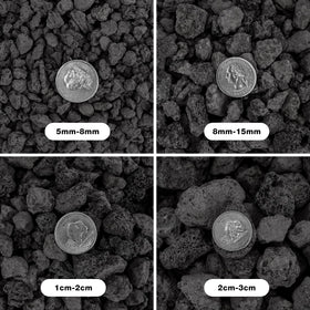Onlyfire black lava rock 0.8-1.2 inch display in a fire pit for dramatic visuals