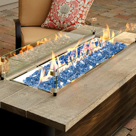 OnlyFire aqua-blue/platinum blend fire glass rocks deliver vivid color without fading.