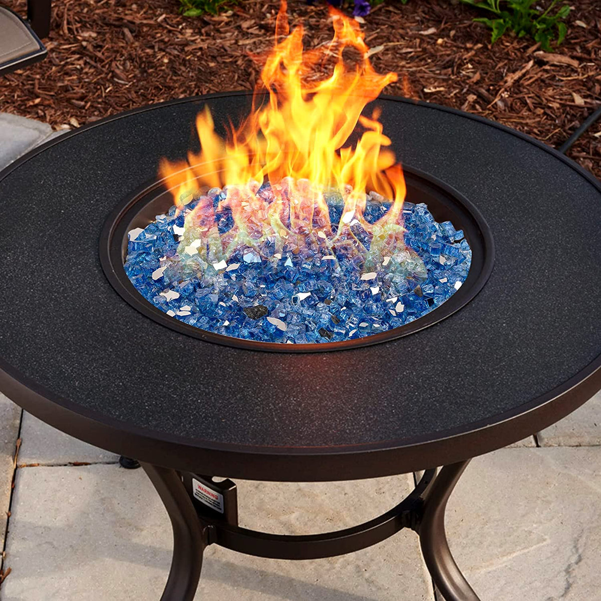 OnlyFire pacific-blue fire glass rocks offer multicolor sparkle for gardens and pits.