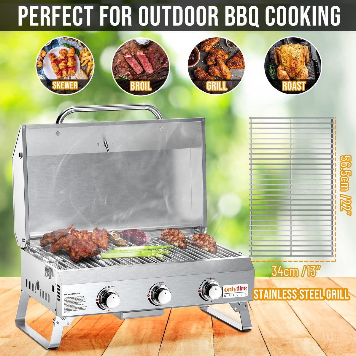 ONLYFIRE GRILLS compatible with 1 lb and 20 lb propane for flexible fuel options