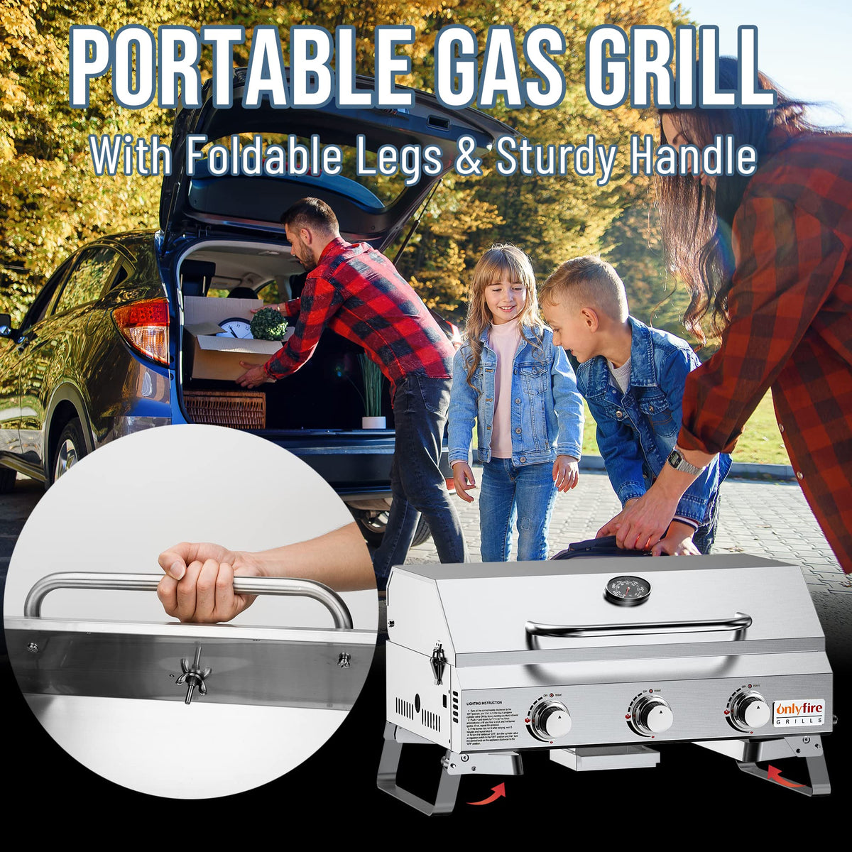 ONLYFIRE GRILLS hose and valve included for quick setup and easy cleanup