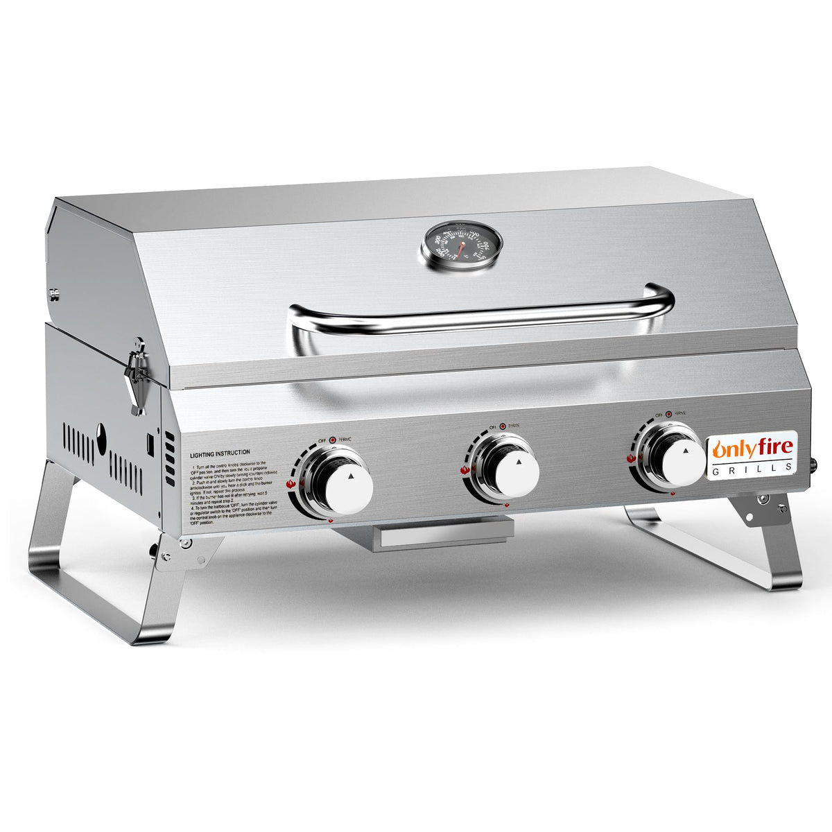 ONLYFIRE GRILLS tabletop gas grill closed-lid for durable outdoor cooking