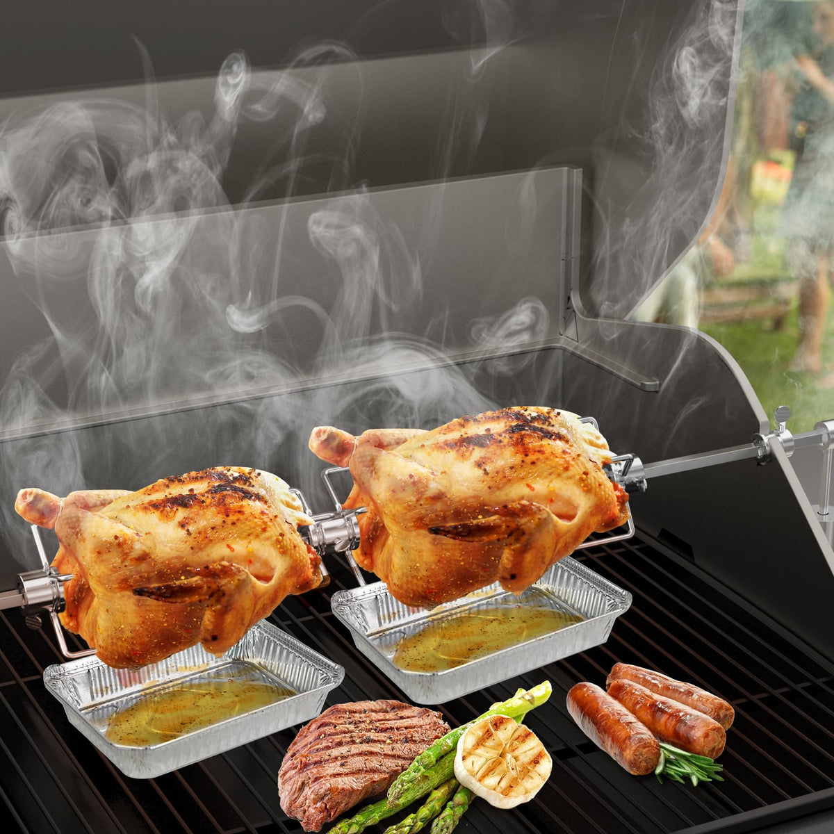 OnlyFire meat roasting setup enables efficient multi-piece cooking