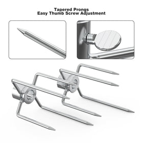 OnlyFire rotisserie forks on grill show versatile roasting setup