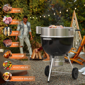 Onlyfire handle completes the rotisserie setup for easy operation.