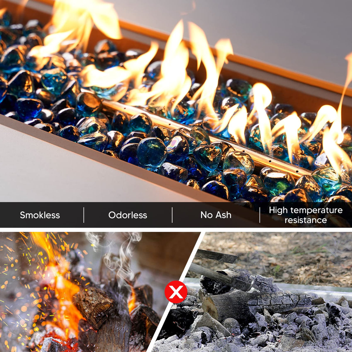 Onlyfire tempered safety glass withstands high heat up to 1300°F.
