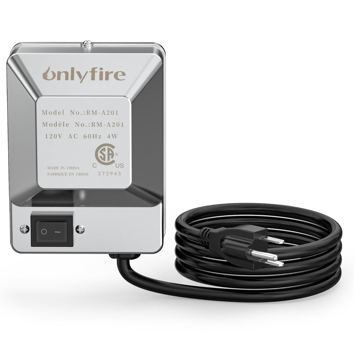 Onlyfire universal rotisserie motor side profile highlighting durable gear train for steady roasting.