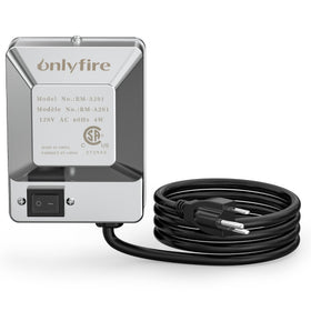 Onlyfire universal rotisserie motor side profile highlighting durable gear train for steady roasting.