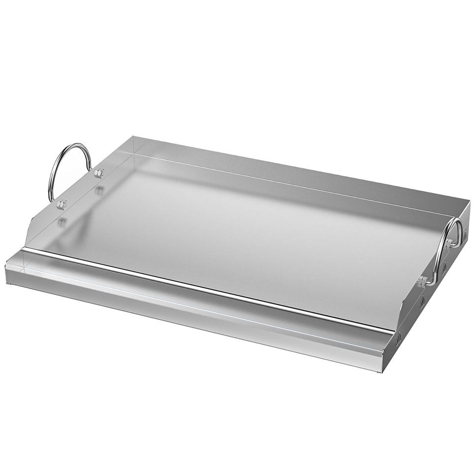 Onlyfire universal stainless steel griddle top view showing 23x16 surface for versatile grilling