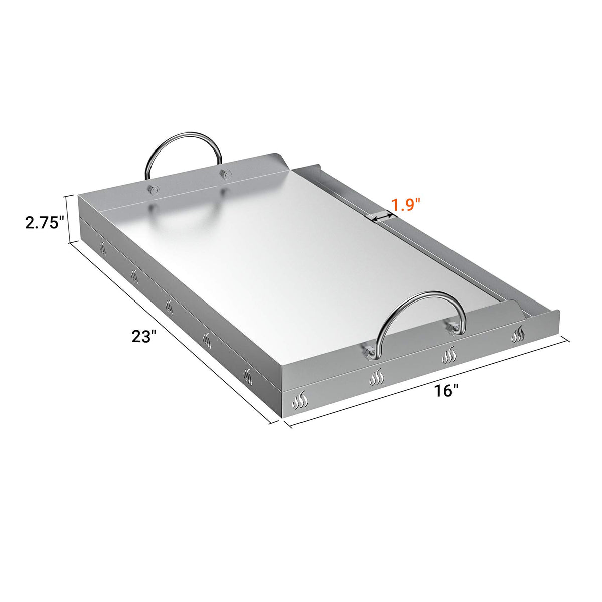 Onlyfire griddle detachable handles shown for easy storage and portability
