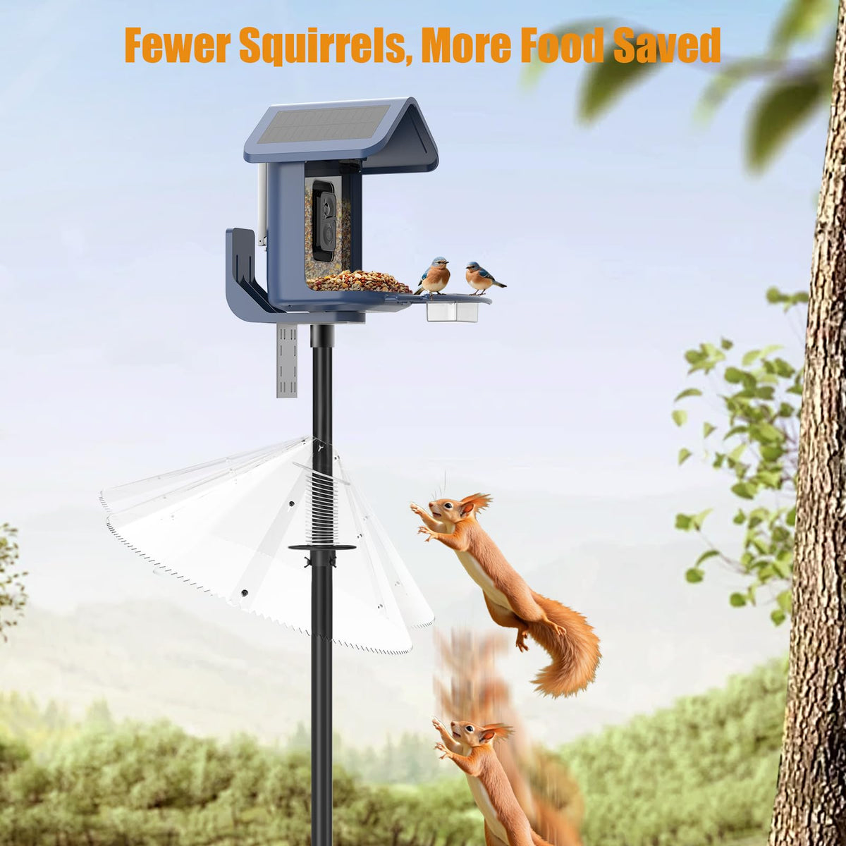 Onlyfly Squirrel Baffle fits poles from 0.4 to 1 inch.