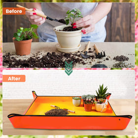 Onlysuki repotting mat corners with copper buckles prevent spills when watering
